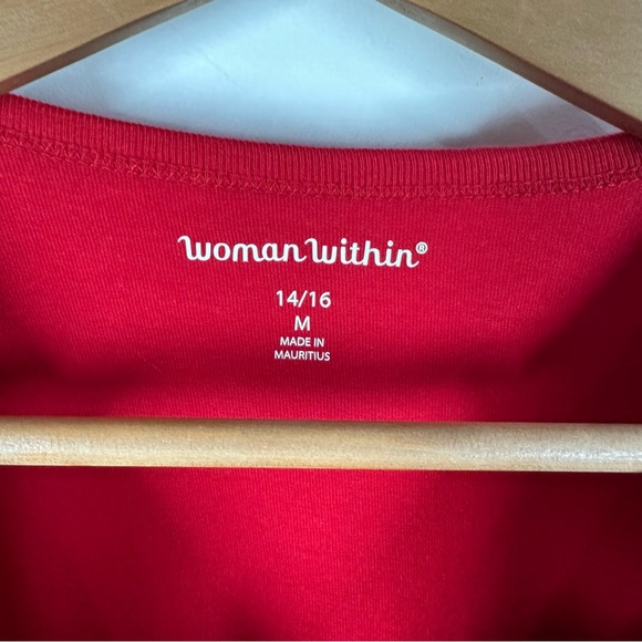 NWOT Woman Within Red Long Sleeve Tee Shirt 14/16 - Picture 3 of 5